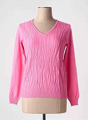 Pull col v manches longues rose TRIPODE femme