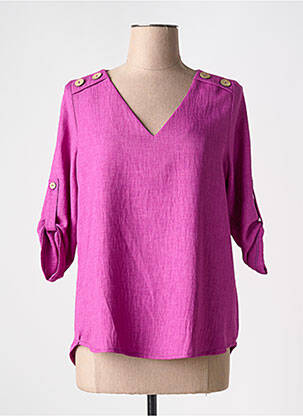 Blouse manches 3/4 manches 3/4 rose HALOGENE femme