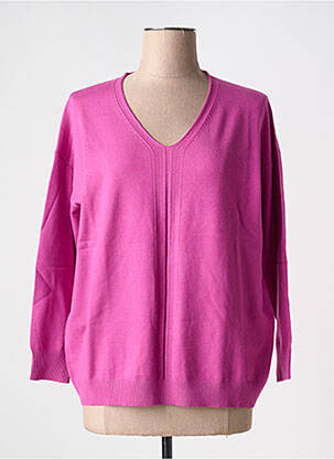 Pull col v manches longues rose TRIPODE femme
