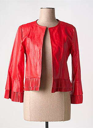 Veste simili cuir coupe cintrée rouge EGO femme