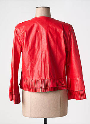 Veste simili cuir coupe cintrée rouge EGO femme