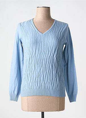 Pull col v manches longues bleu TRIPODE femme