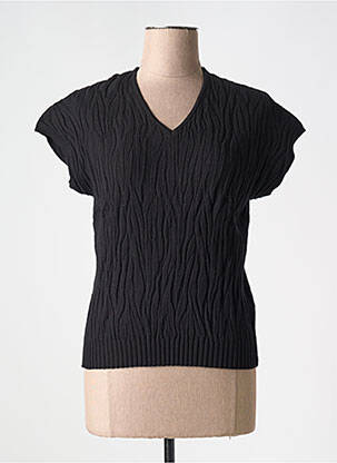Pull col v manches courtes noir TRIPODE femme