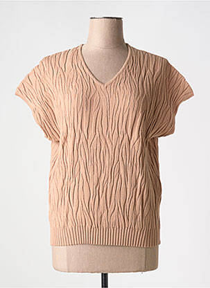 Pull col v manches courtes marron TRIPODE femme