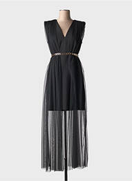 Robe longue sans manche sans manche noir RINASCIMENTO femme