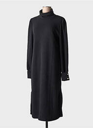 Robe mi-longue manches longues manches longues noir EGO femme