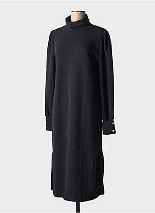 Robe mi-longue manches longues manches longues noir EGO femme