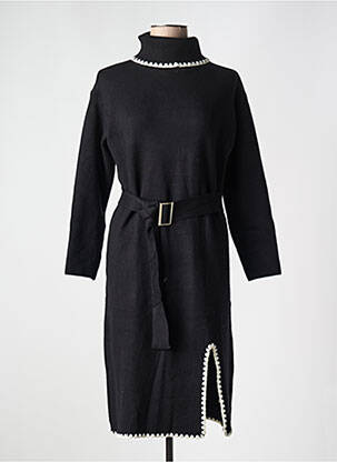 Robe pull stretch manches longues noir ANNY femme