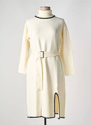 Robe pull stretch manches longues beige ANNY femme