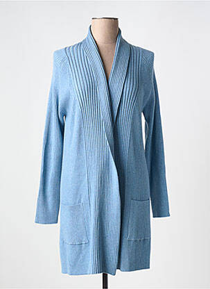 Gilet manches longues col châle bleu TRIPODE femme