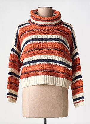 Pull col roulé stretch manches longues orange RINASCIMENTO femme