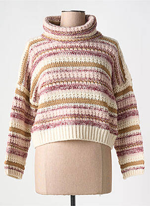 Pull col roulé stretch manches longues rose RINASCIMENTO femme