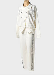 Ensemble pantalon col col montant beige MISSY femme