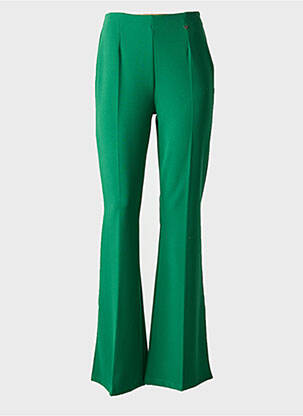 Pantalon flare taille à pinces taille haute vert EGO femme