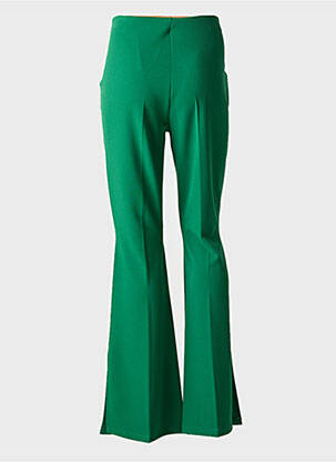 Pantalon flare taille à pinces taille haute vert EGO femme