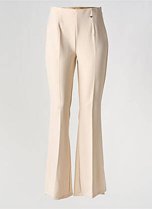 Pantalon flare taille à pinces taille haute beige EGO femme