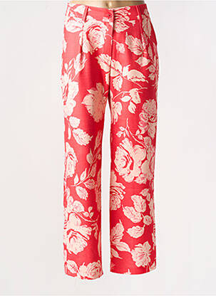 Pantalon droit taille à pinces taille haute rouge HALOGENE femme
