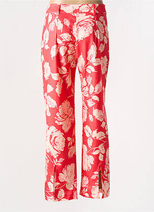 Pantalon droit tissage crêpe taille haute rouge HALOGENE femme
