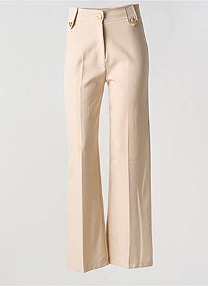 Pantalon flare taille à pinces taille haute beige CHARMING GIRL BY SILIA femme