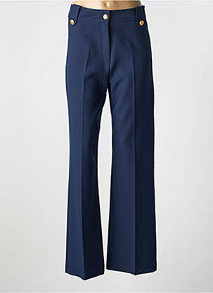 Pantalon flare taille à pinces taille haute bleu CHARMING GIRL BY SILIA femme