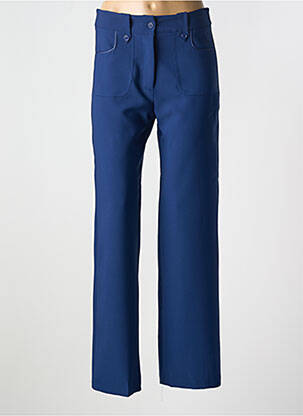 Pantalon droit fermeture zippée sous rabat boutonné taille normale bleu HALOGENE femme