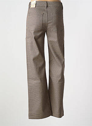 Pantalon flare fermeture zippée sous rabat boutonné taille haute marron ONADO femme
