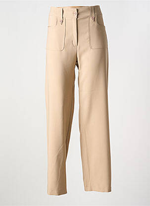 Pantalon droit taille à pinces taille haute beige HALOGENE femme