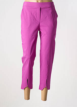 Pantalon 7/8 tissage popeline taille normale rose HALOGENE femme