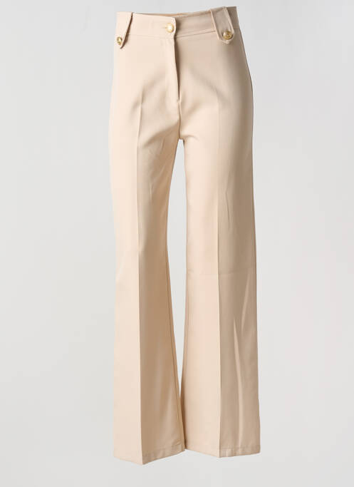 Pantalon flare taille à pinces taille haute beige CHARMING GIRL BY SILIA femme
