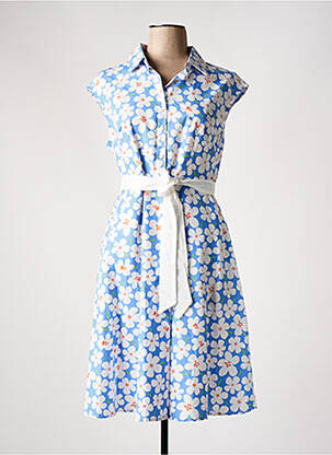 Robe mi-longue imprimé fleurs manches courtes bleu SWEET MISS femme
