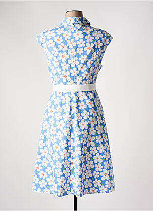 Robe mi-longue imprimé fleurs manches courtes bleu SWEET MISS femme