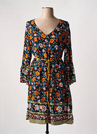 Robe mi-longue imprimé fleurs manches longues noir SWEET MISS femme