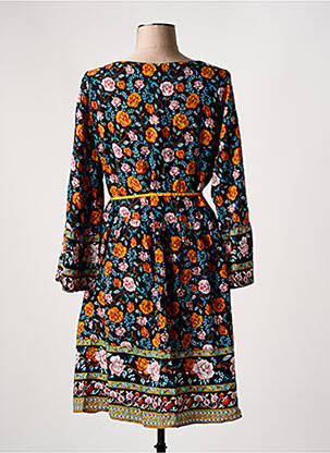 Robe mi-longue imprimé fleurs manches longues noir SWEET MISS femme