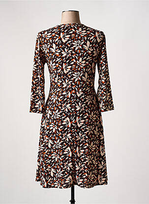 Robe mi-longue imprimé fantaisie manches longues marron LE SINGE DE JULIE femme