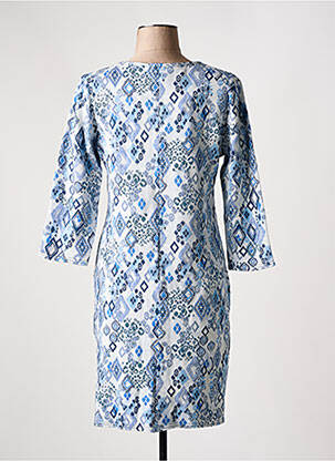 Robe mi-longue imprimé fantaisie manches longues bleu LE SINGE DE JULIE femme