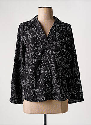 Chemisier imprimé fleurs manches longues noir AKOZ DE TOI femme