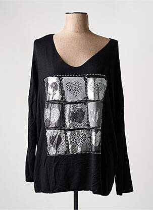 Pull coupe cintrée manches longues noir MADE IN ITALY femme