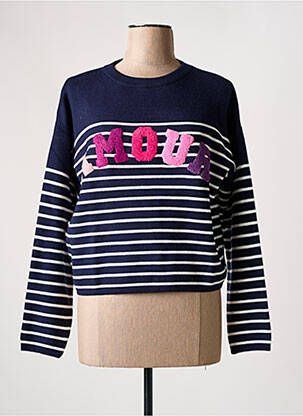Pull stretch manches longues bleu GRACIELA femme