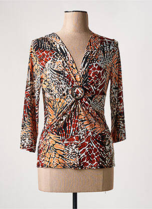 Top tissage jersey manches 3/4 marron LE SINGE DE JULIE femme