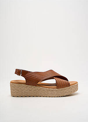 Sandales/nu pieds tissage satiné talon de 4 à 6cm marron EVA FRUTOS femme
