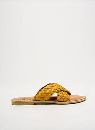 Mules/sabots chiquet talon plat jusqu'à 3cm jaune BALI BALI femme
