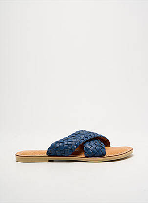 Mules/sabots chiquet talon plat jusqu'à 3cm bleu BALI BALI femme