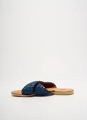 Mules/sabots chiquet talon plat jusqu'à 3cm bleu BALI BALI femme