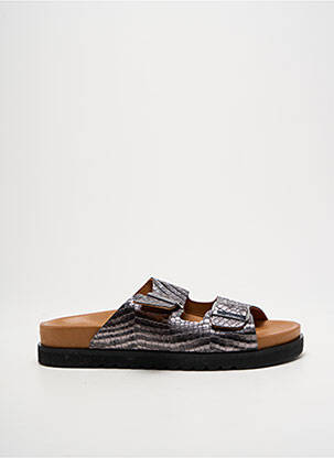 Mules/sabots tissage satiné talon de 4 à 6cm argent SANTAFE femme