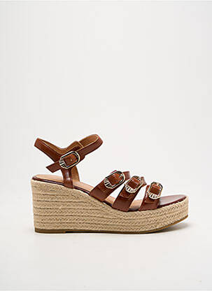 Espadrilles tissage satiné talon de 7 à 9cm marron EMILIE KARSTON femme