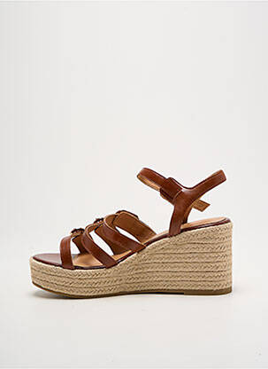 Espadrilles tissage satiné talon de 7 à 9cm marron EMILIE KARSTON femme