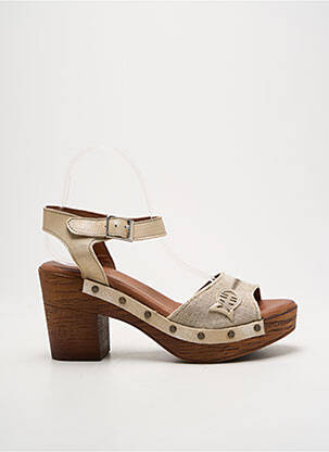 Sandales/nu pieds semi compensé talon de 7 à 9cm beige NEMONIC femme