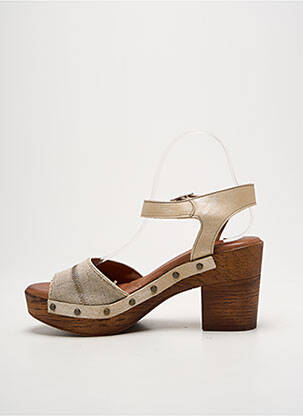 Sandales/nu pieds semi compensé talon de 7 à 9cm beige NEMONIC femme