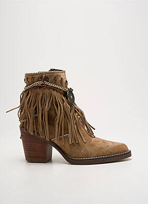Bottines/boots tissage satiné talon de 7 à 9cm marron NEMONIC femme