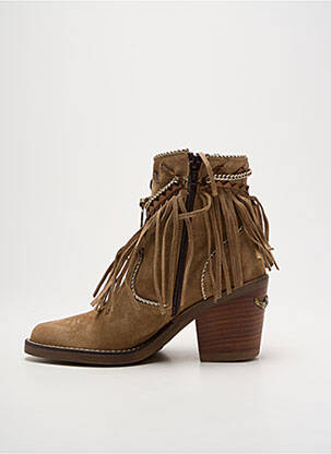 Bottines/boots tissage satiné talon de 7 à 9cm marron NEMONIC femme